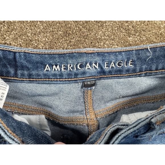 American Eagle Mom Jeans Women's 4R Blue High-Rise Pants - Destroyed Stretch - Picture 7 of 10